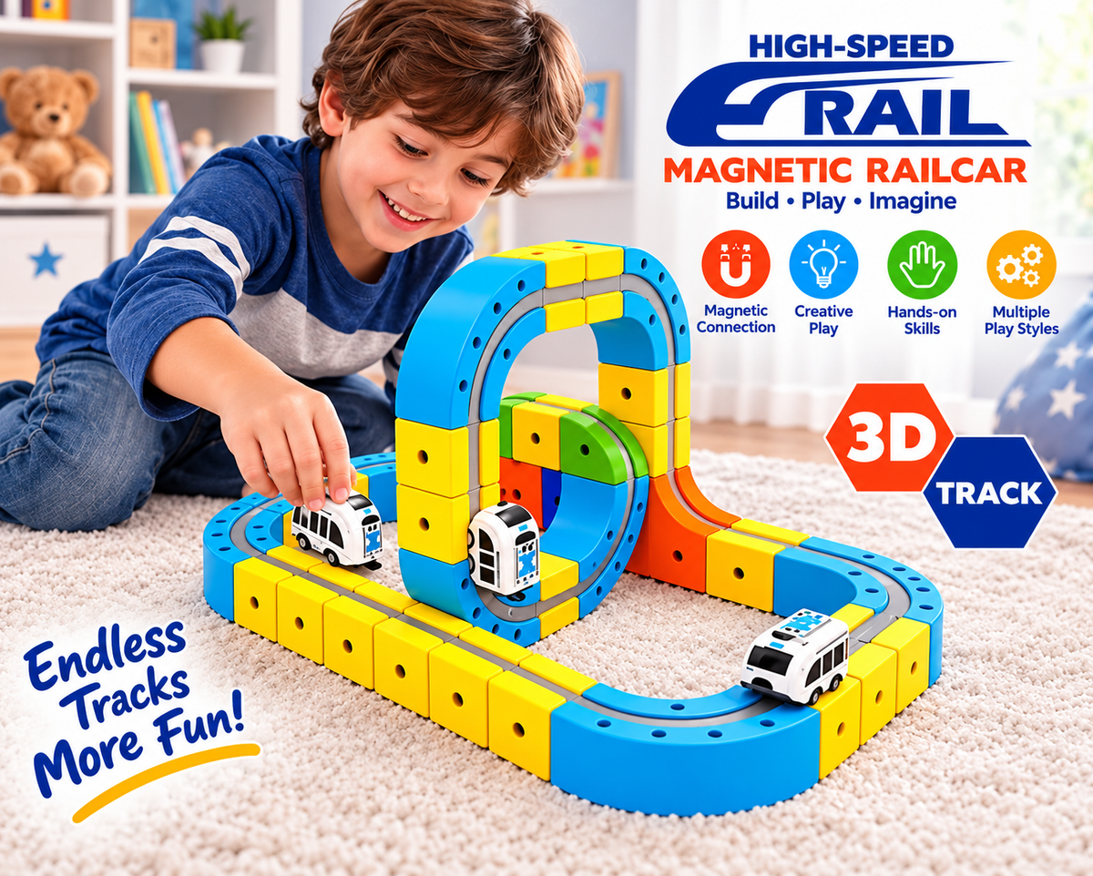 High-Speed Magnetic Railcar Track Set for Kids – 3D Loop Train
