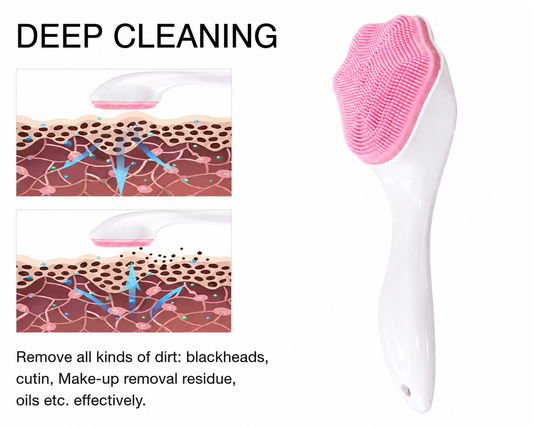 Silicone Facial Cleansing Brush with Ergonomic Handle