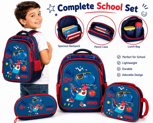 Kids 3-Piece Dinosaur School Bag Set