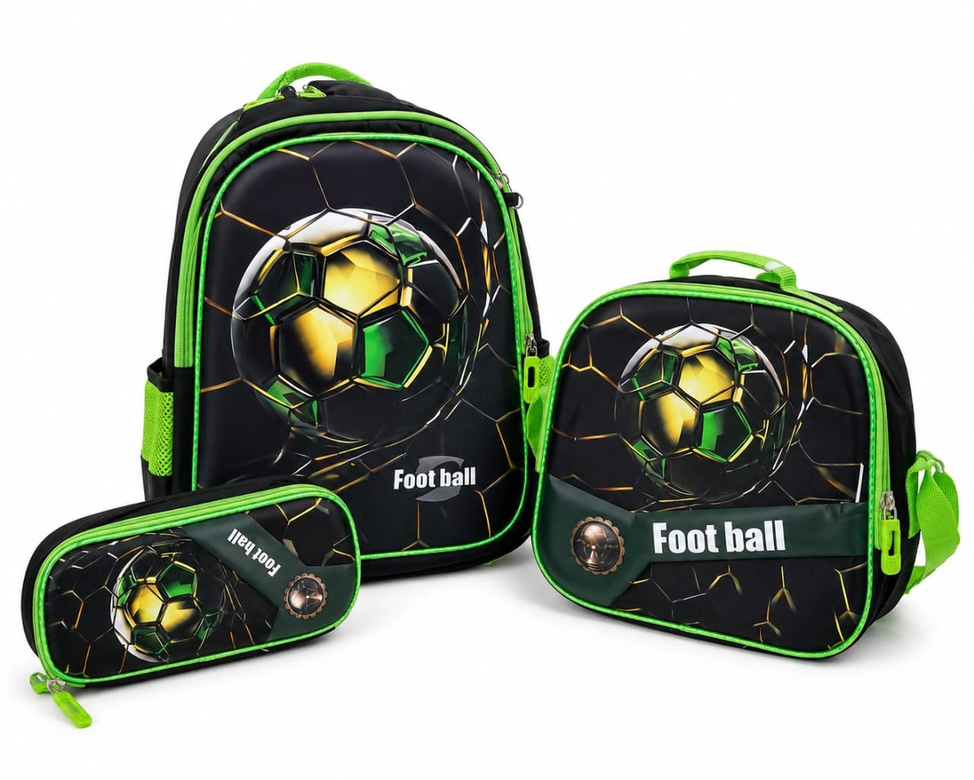 Boys 3-Piece Football School Bag Set