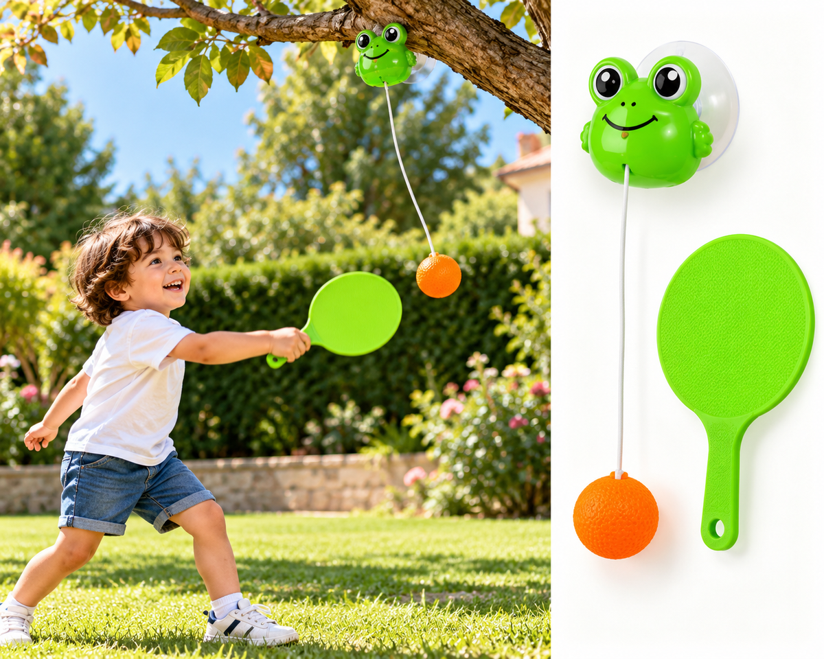 Kids Frog Paddle Ball Toy with Hanging Elastic Ball – Indoor & Outdoor Play
