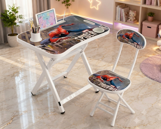Kids Folding Study Desk & Chair Set - Spider Man