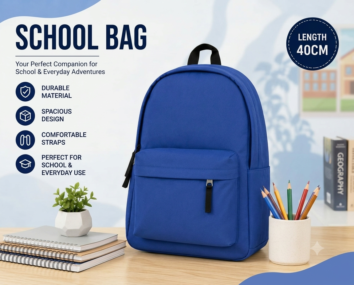 Durable Blue School Backpack (40cm)