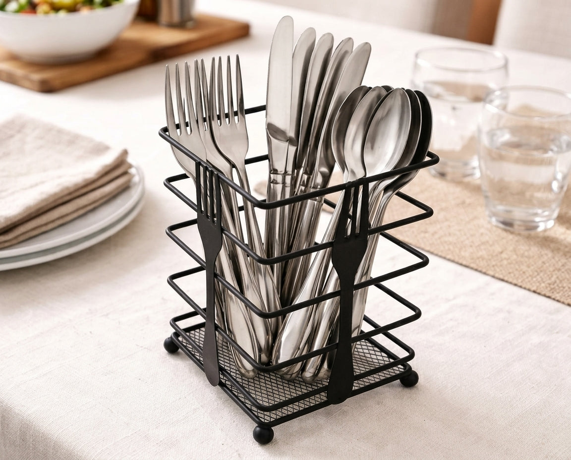 Black Metal Cutlery Holder