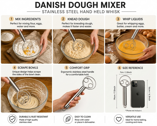 Stainless Steel Danish Dough Whisk