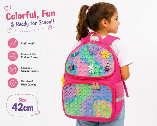 Pink Pop-It Backpack for Kids (42 cm)