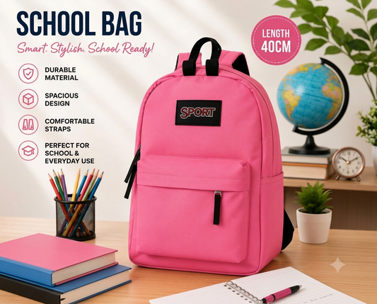 40cm Durable School Backpack-Pink