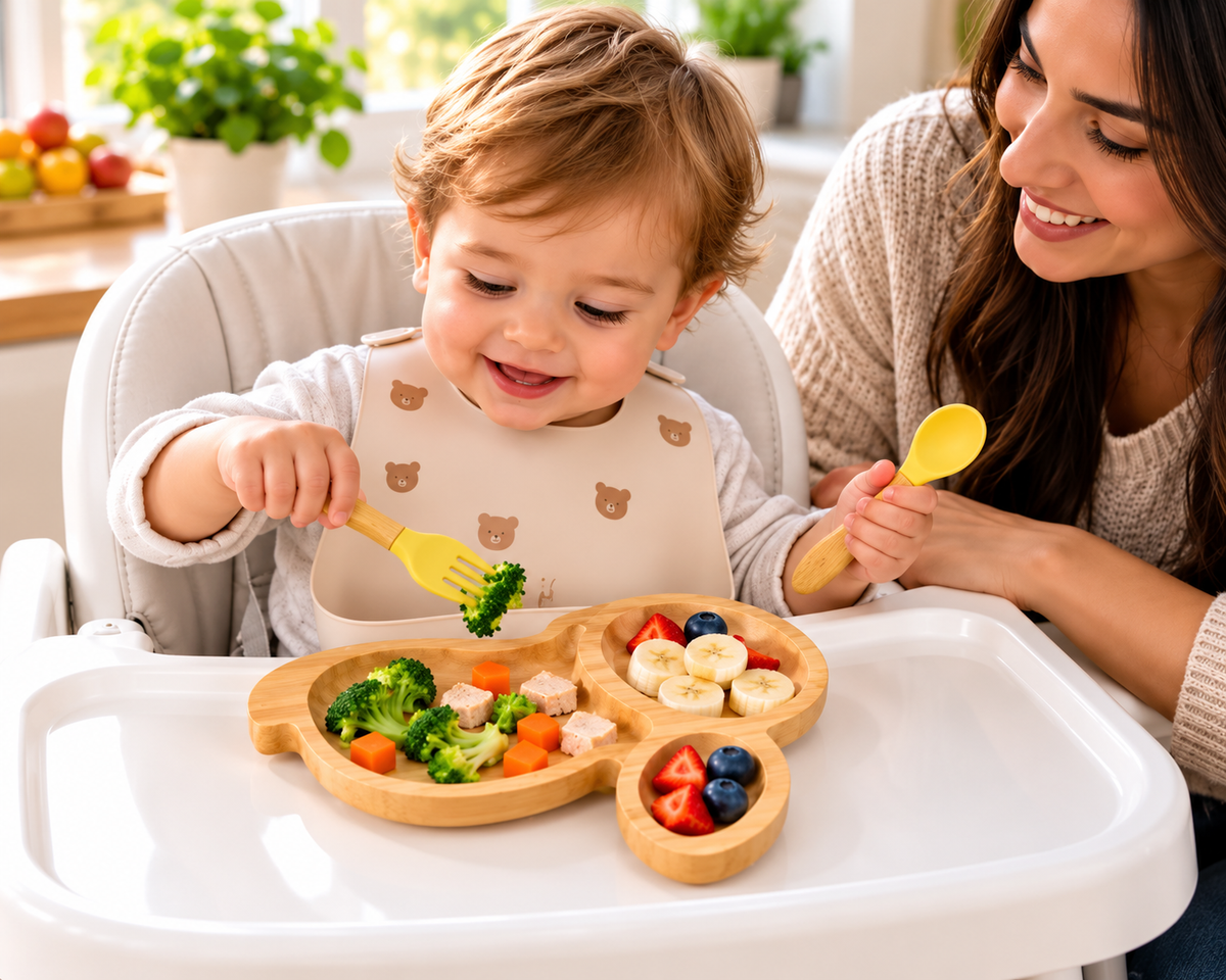 Rabbit Bamboo Divided Plate for Kids