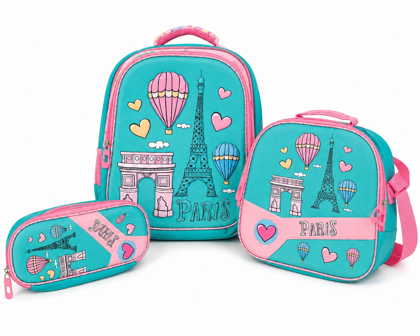Girls 3-Piece Paris School Bag Set