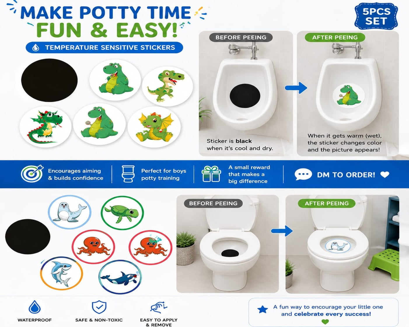 Magic Color-Changing Potty Training Stickers