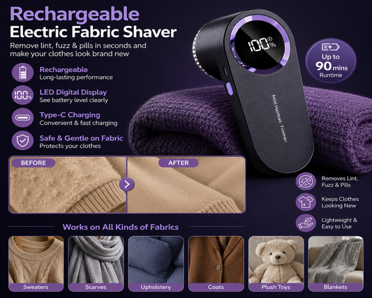 Rechargeable Electric Fabric Shaver – Portable Lint Remover