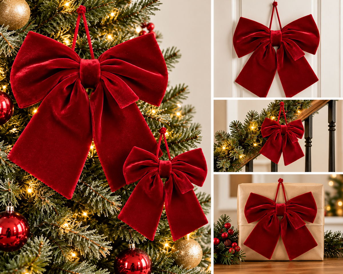 Red Velvet Christmas Bows for Tree