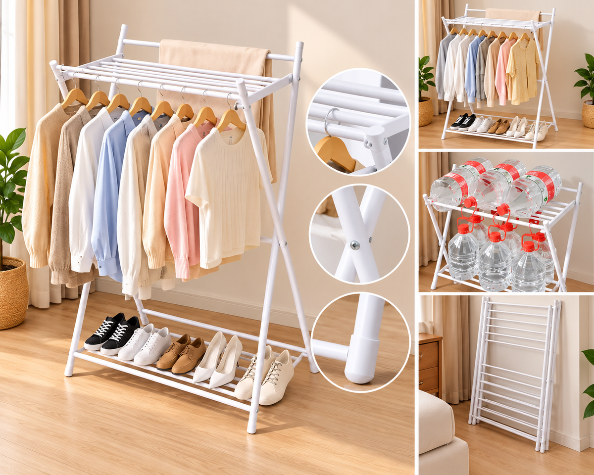 Foldable Clothes Drying Rack & Garment Organizer – 130 x 68 × 46 cm
