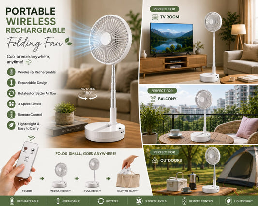 Portable Wireless Rechargeable Fan- White
