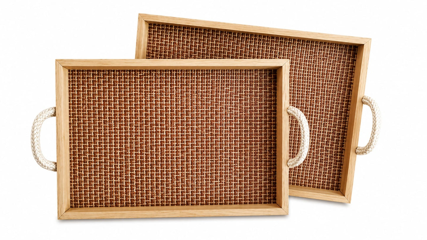 Wooden Serving Vanity Tray - Set of 2