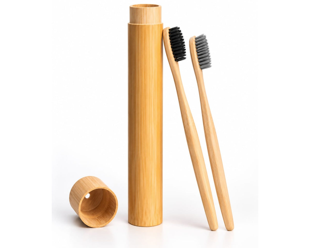 Bamboo Toothbrush Set with Travel Case