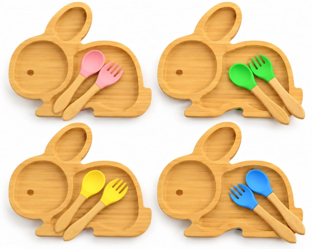 Rabbit Bamboo Divided Plate for Kids