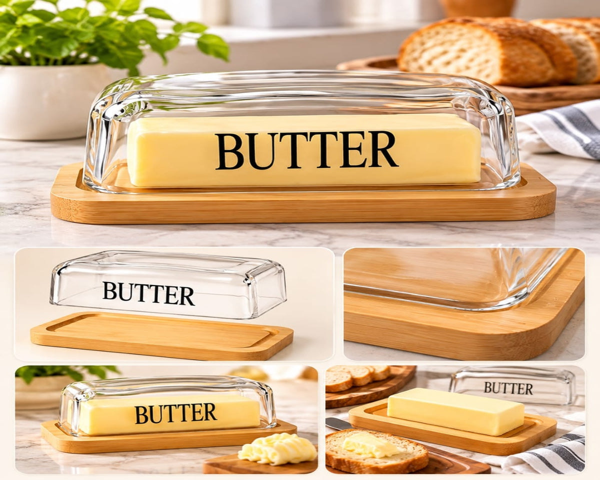 Wooden Butter Glass Set
