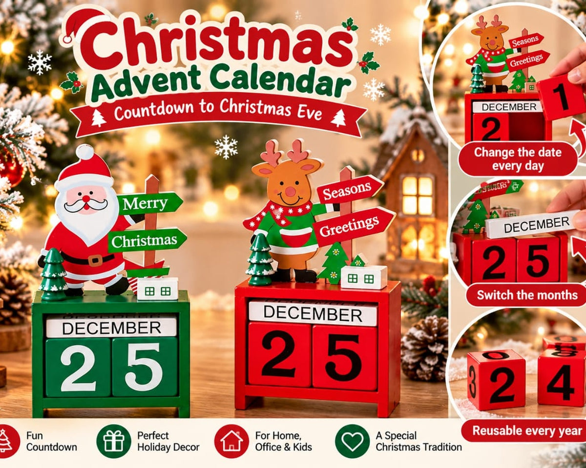 Christmas Advent Calendar – Reusable Santa & Reindeer Countdown to Christmas
