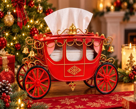 Christmas Carriage Tissue Holder – Elegant Holiday Table Decoration