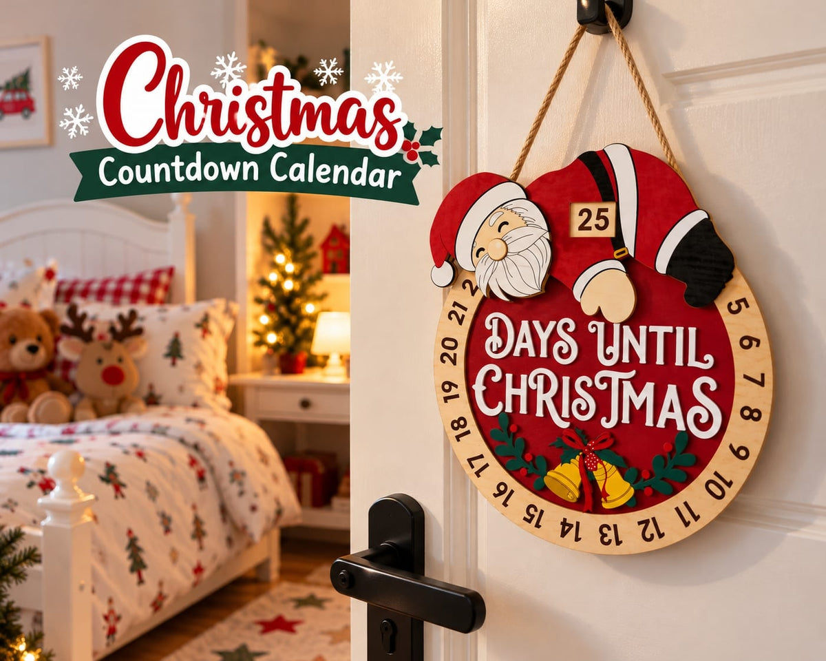 Christmas Countdown Calendar – Santa Claus Days Until Christmas Hanging Decor