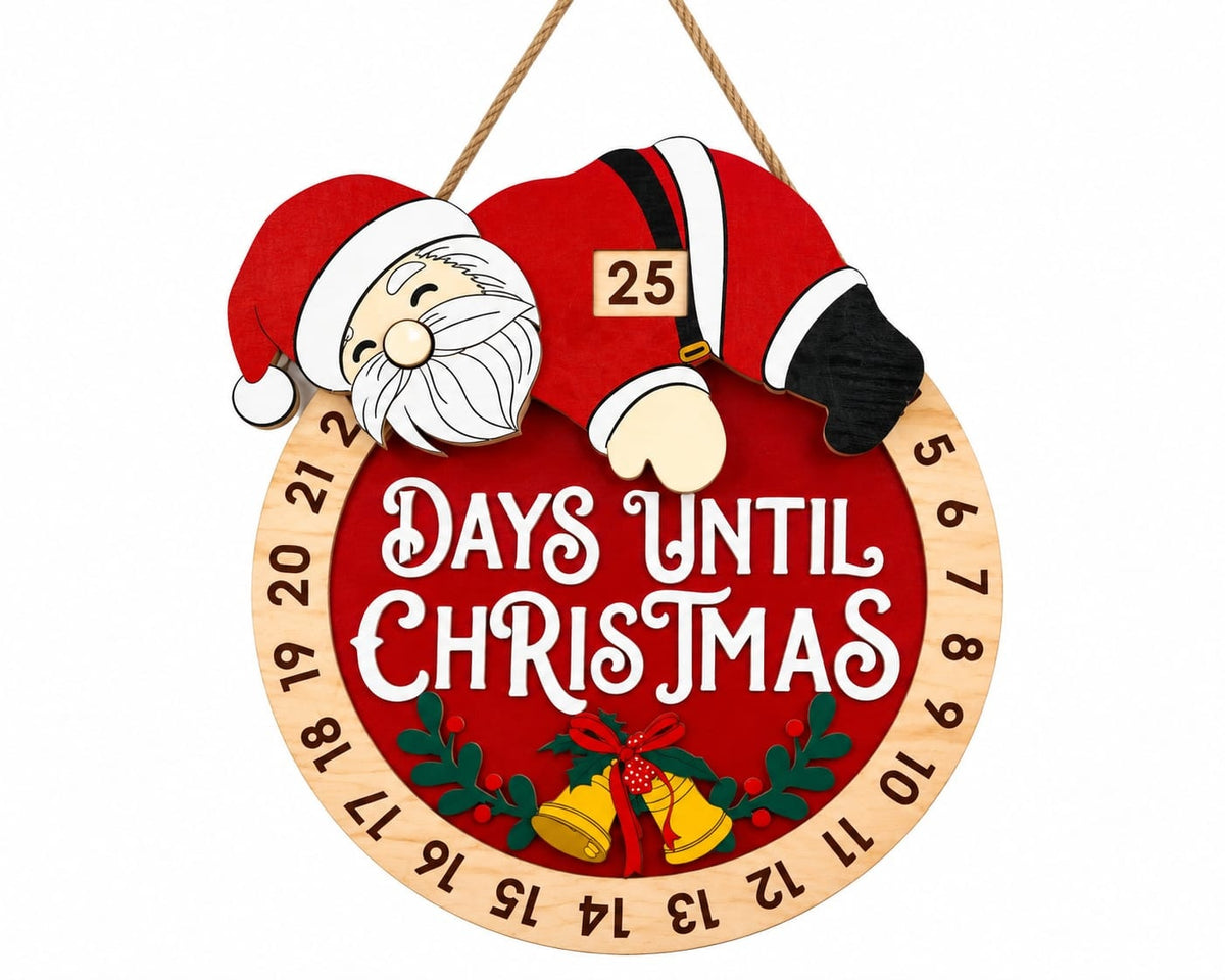 Christmas Countdown Calendar – Santa Claus Days Until Christmas Hanging Decor
