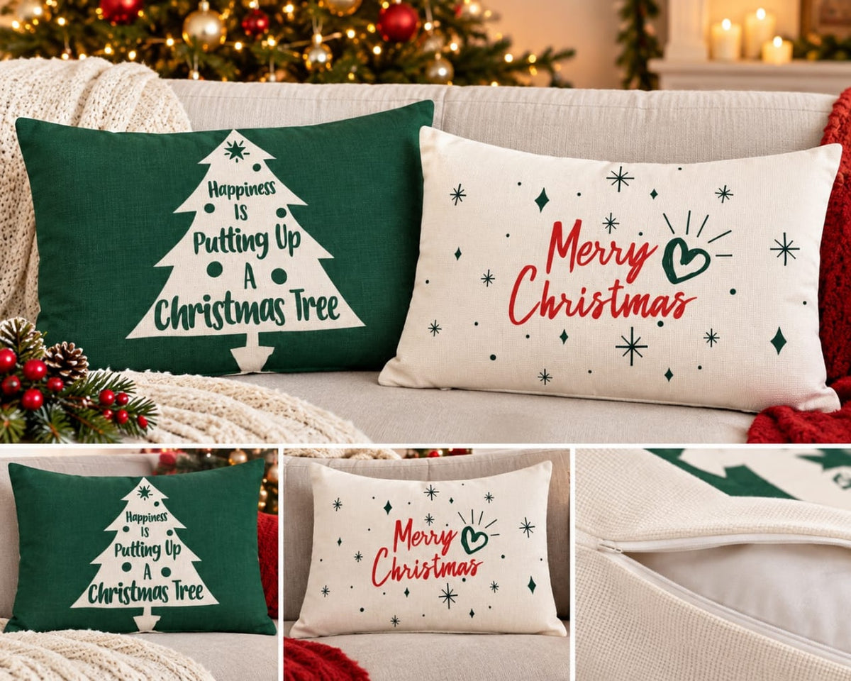 Christmas Pillow Covers – Christmas Decorative Cushion Covers - Set of 2
