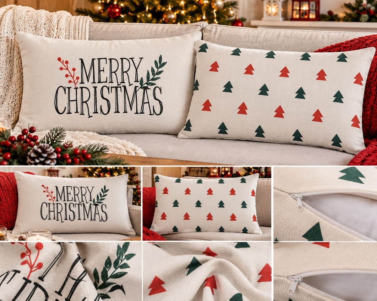 Christmas Pillow Covers – Christmas Tree Cushion Covers Set of 2
