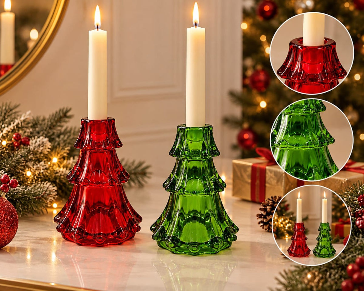 Christmas Tree Glass Candle Holder