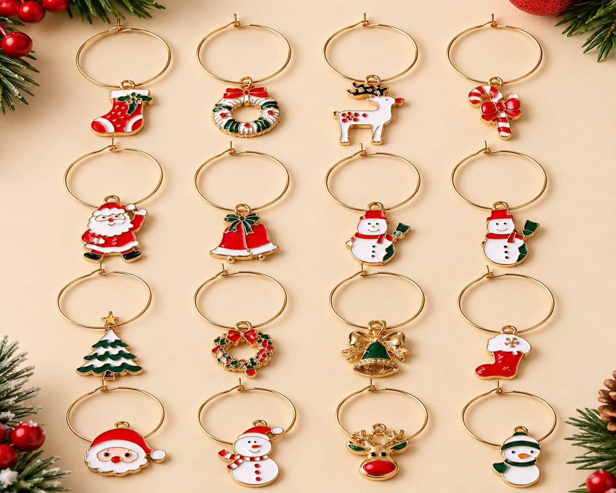 Christmas Wine Glass Charms - Set of 4