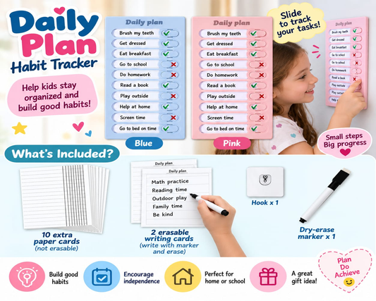 Kids Daily Plan Habit Tracker – Reusable Chore