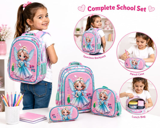 Girls 3-Piece Fairy School Bag Set