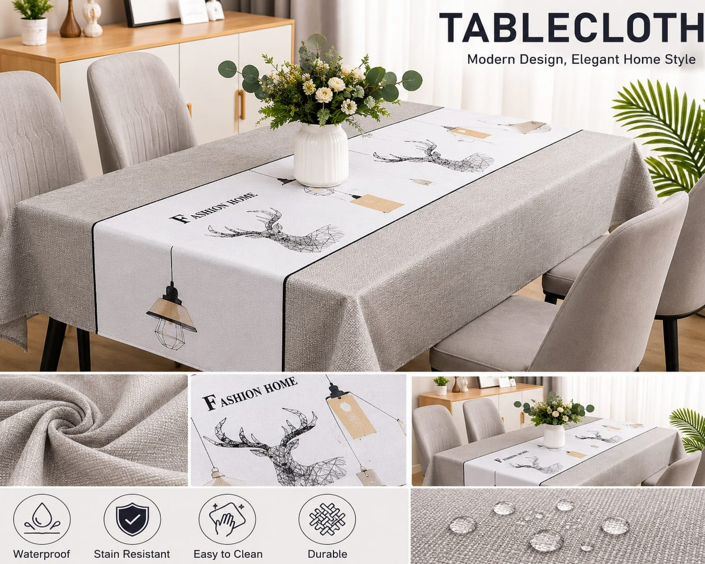 Waterproof Grey Dining Table Cover