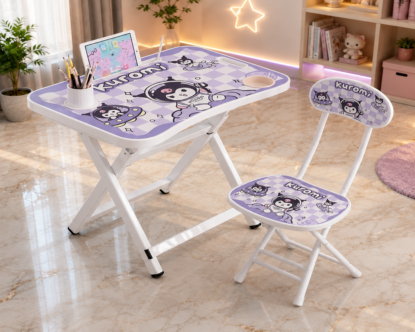Kids Folding Study Desk & Chair Set - Kuromi
