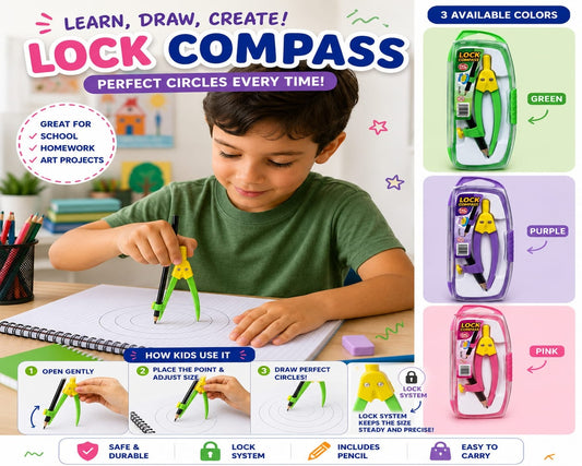 Geometry Set with Compass, Ruler & Protractor