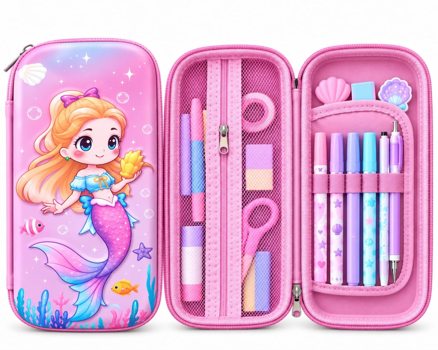 Girls’ Mermaid Pencil Case (21 cm x 8 cm)