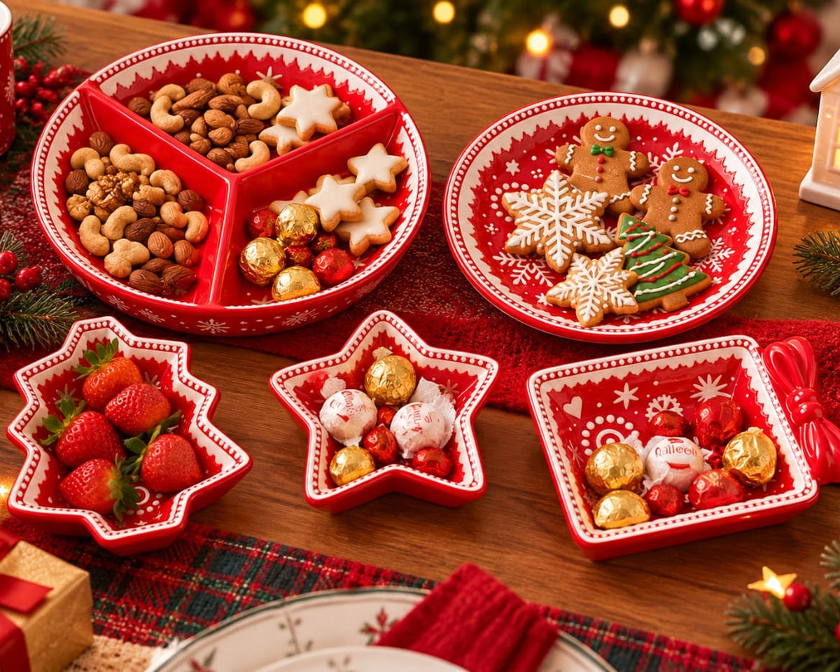 Christmas Serving Dishes Collection – 5-Piece Red