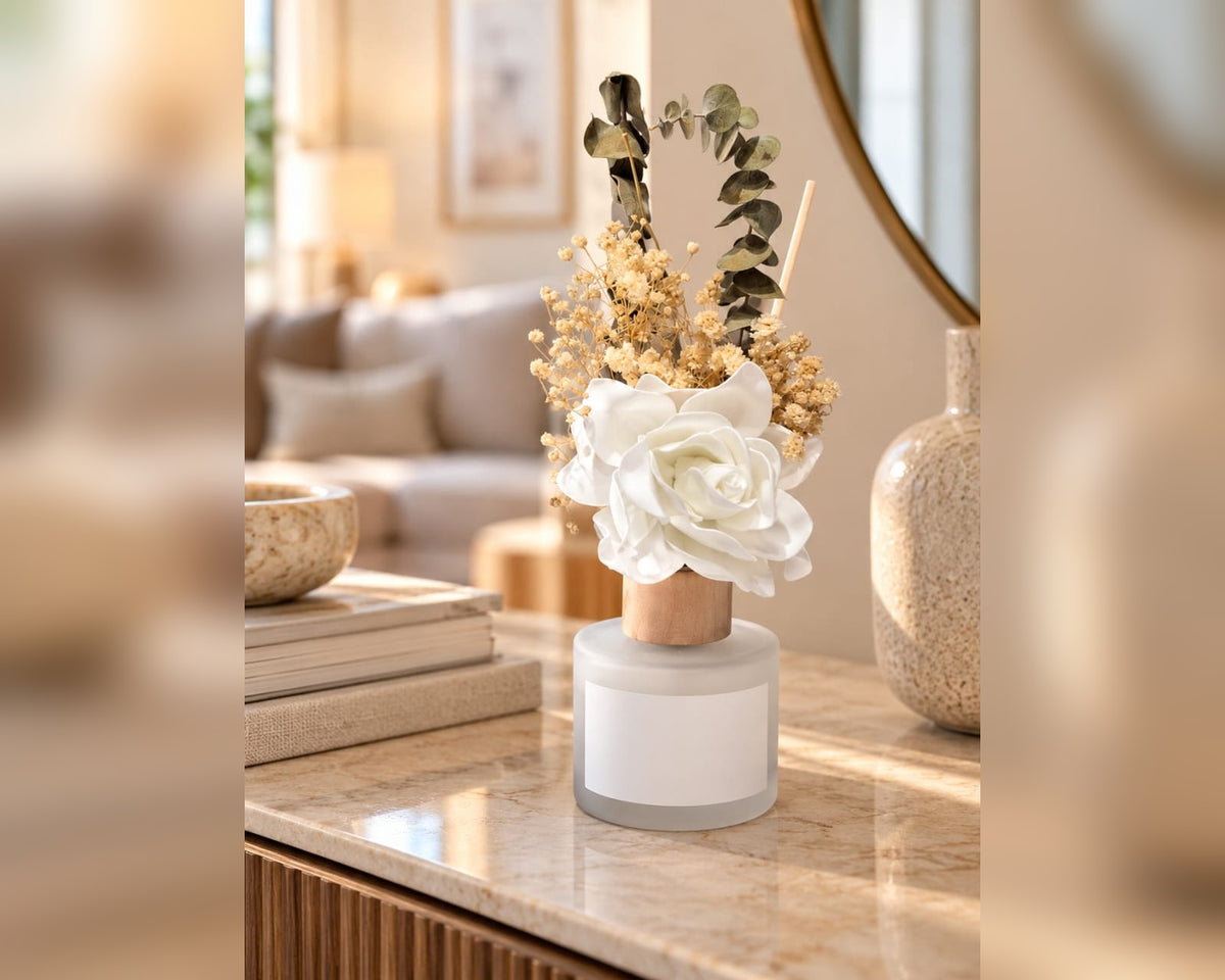 Reed Diffuser with Artificial Rose – Elegant Home Fragrance Decor -100 ml