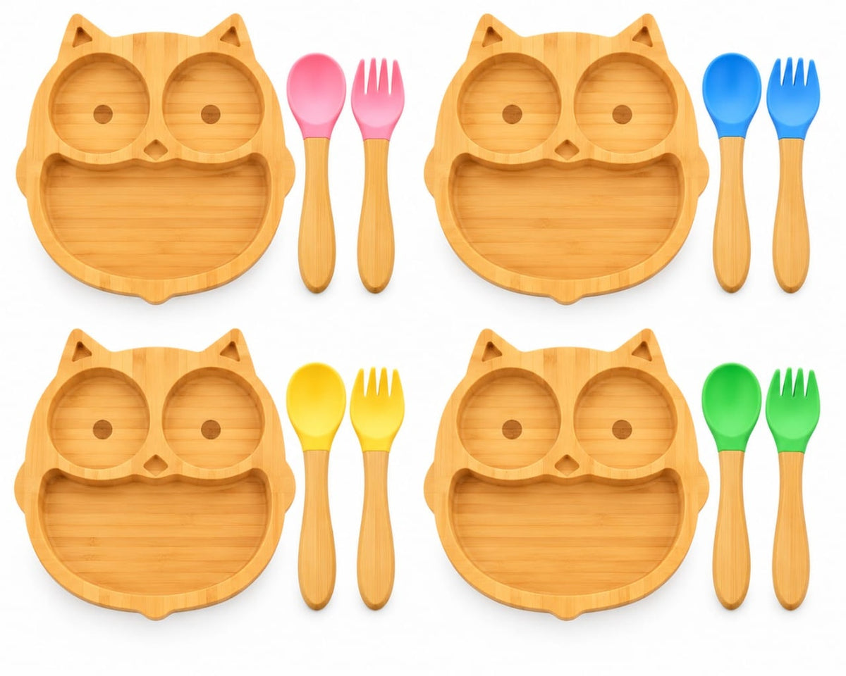 Owl Bamboo Divided Plate for Kids