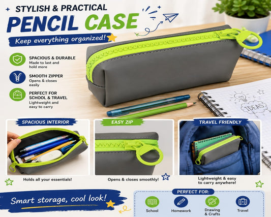 Spacious Pencil Case with Smooth Zipper