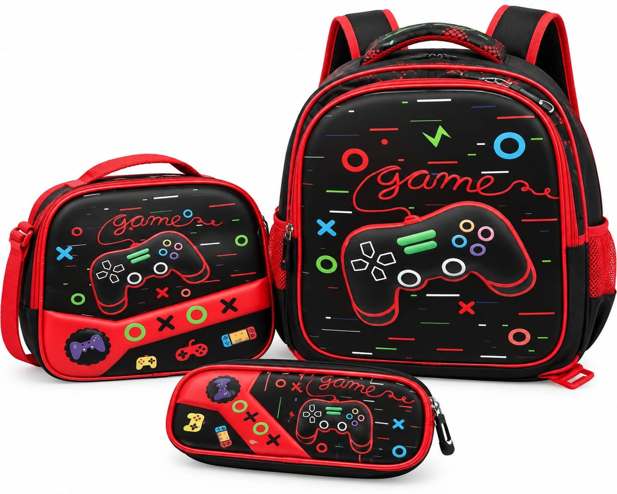 Boys’ Gaming School Backpack Set with Lunch Bag & Pencil Case (36 cm)