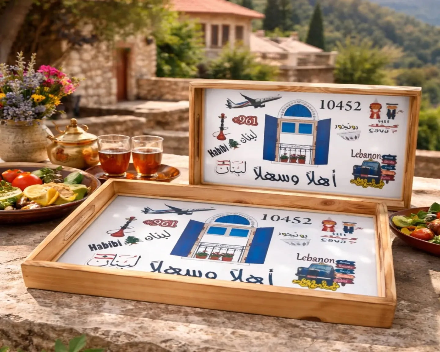 Wooden Tray Lebanese vibes (set of 2)