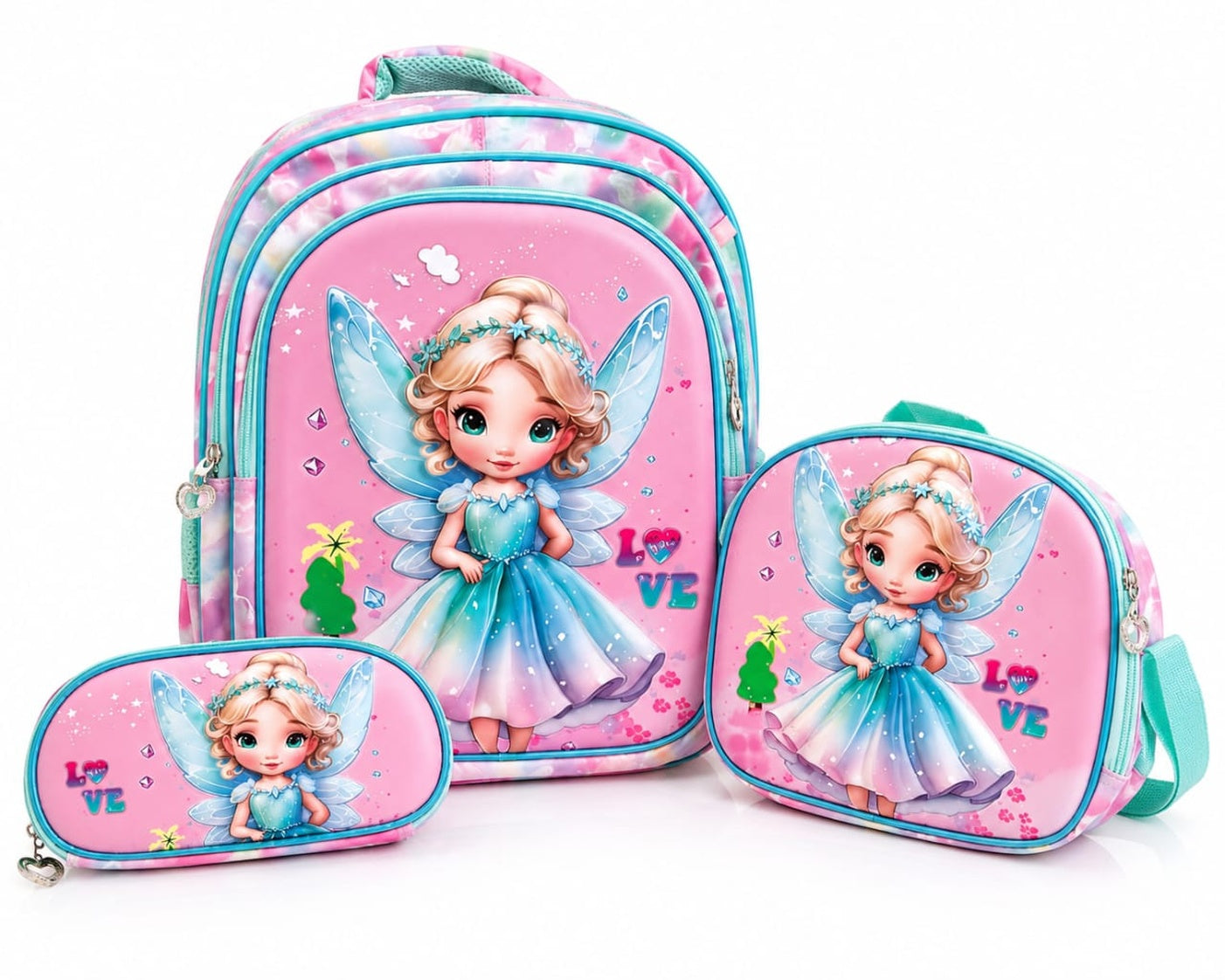 Girls 3-Piece Fairy School Bag Set