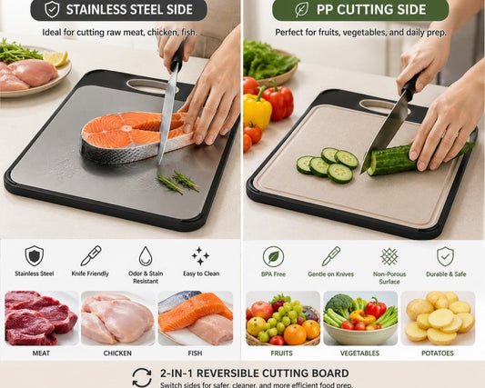 Stainless Steel & Plastic Cutting Board