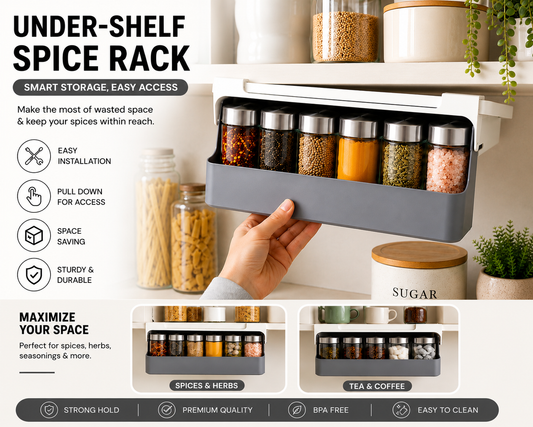 Under-Shelf Spice Rack with 6 Jars