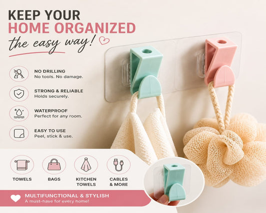 Self-Adhesive Wall Hooks Set of 4 Waterproof