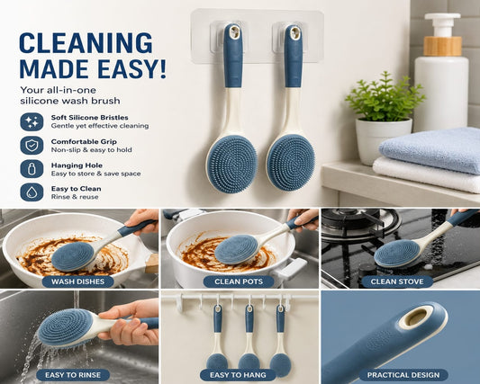 Silicone Dish Washing Brush – Soft Scrubber for Dishes
