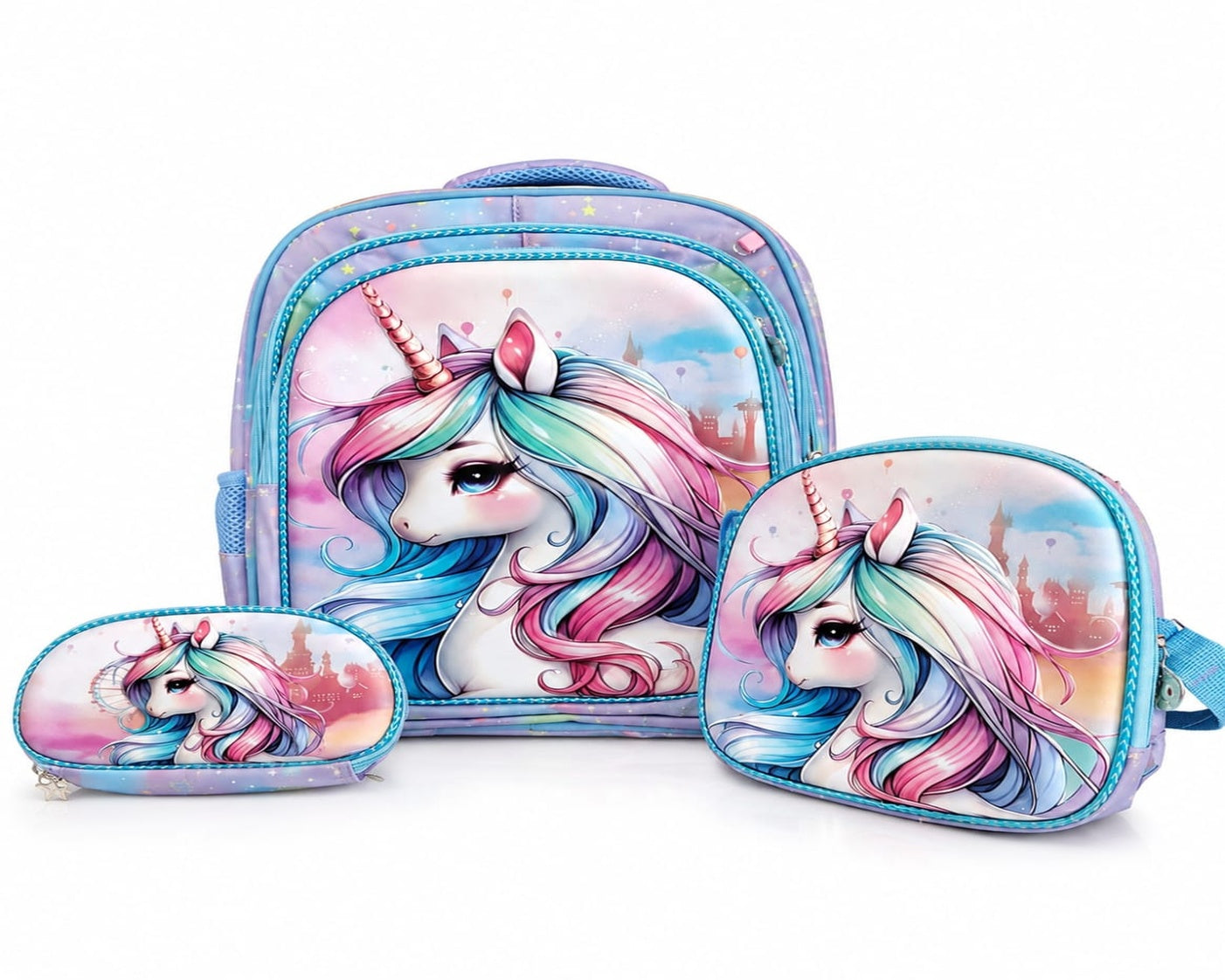 Girls 3-Piece Unicorn School Bag Set