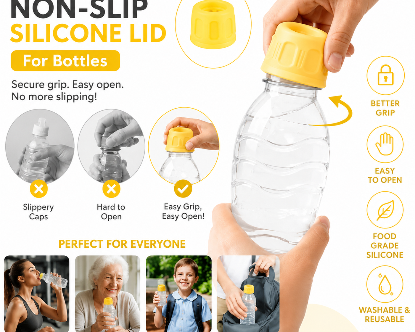 Ergonomic Non-Slip Silicone Bottle Lids